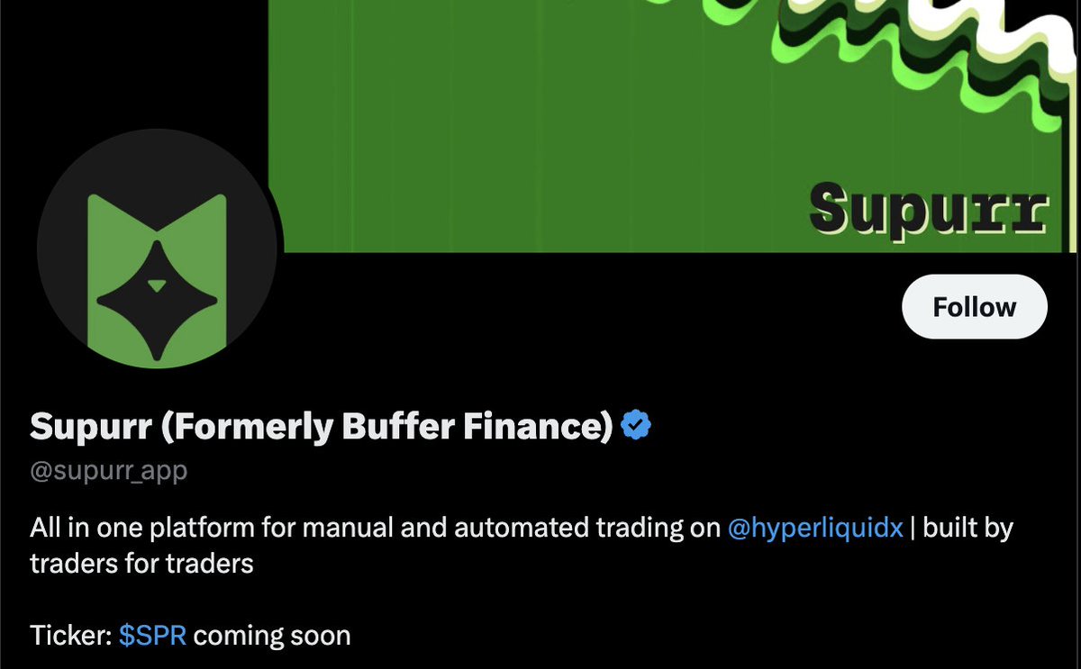 Did you notice ? 
- Supurr's bio has been updated.

We are building best infrastructure for traders to trade on <a href="/HyperliquidX/">Hyperliquid</a>: faster, automated, AI-driven, and accessible via all channels.

Exciting changes coming this month. Stay tuned!

Hyperliquid!