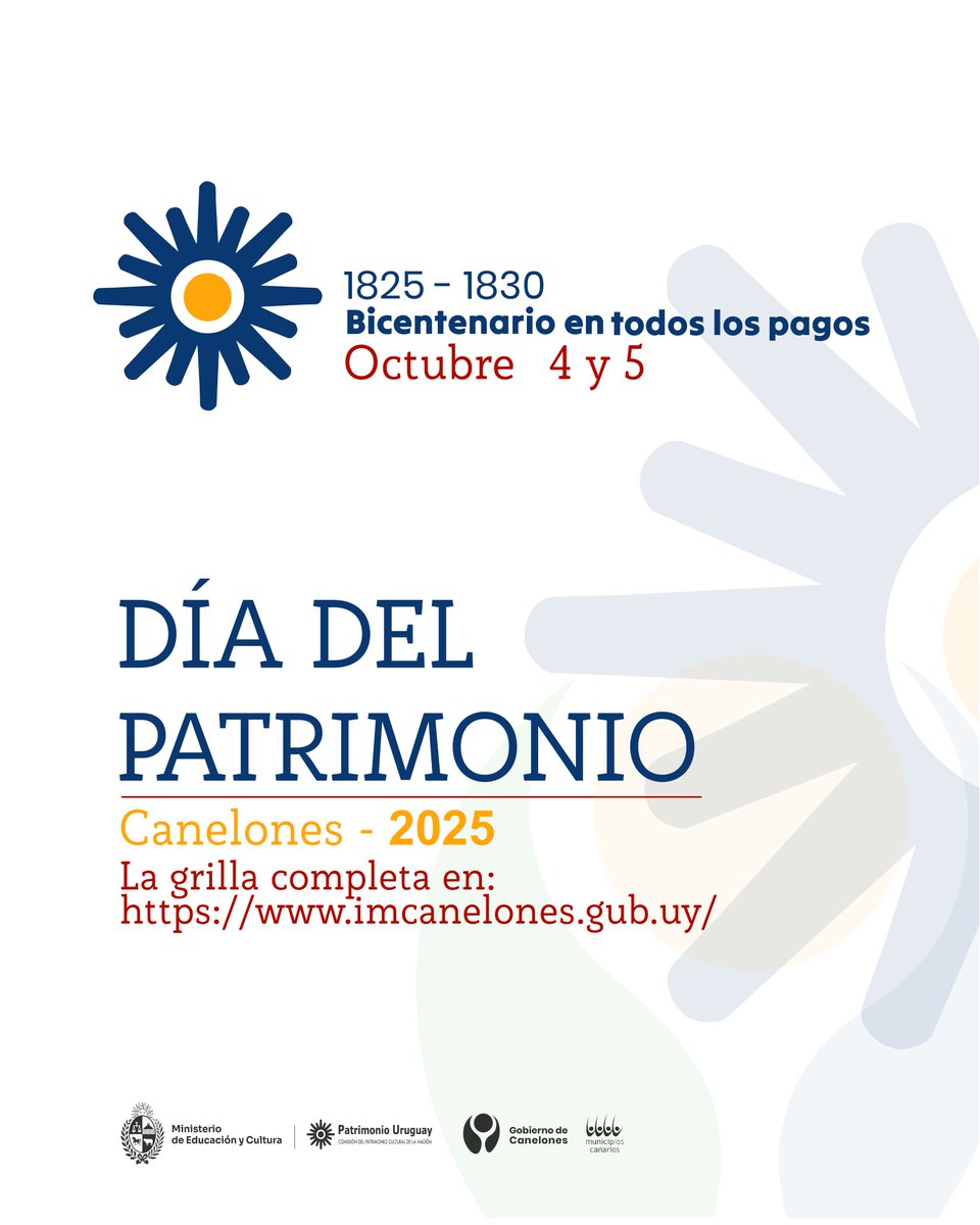 🔆Canelones celebra el Día del Patrimonio 2025 con actividades para toda la comunidad el próximo fin de semana.

En el marco de esta celebración, se desarrollará una amplia agenda de actividades gratuitas y abiertas al público.

📰Grilla ➡️ imcanelones.gub.uy/noticias/canel…