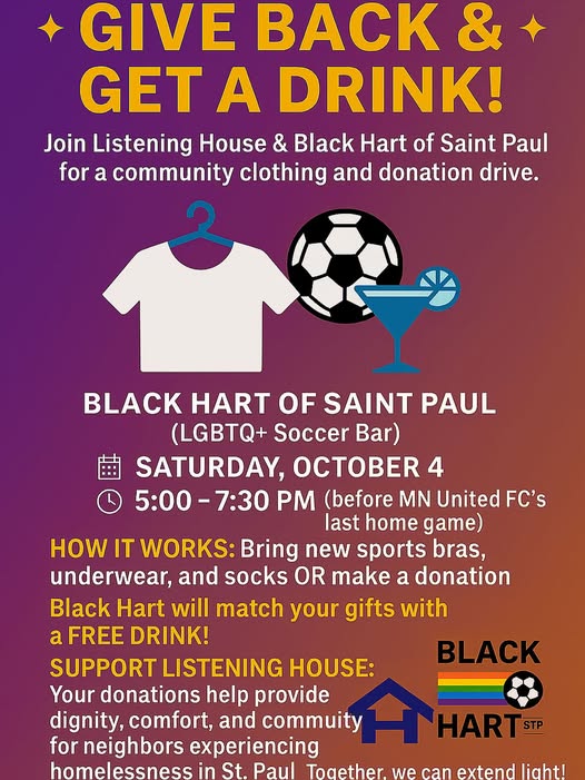 It is not an exaggeration to say that for some folks, clean socks can be life-changing. Come on out to Black Hart this Saturday and change some lives.