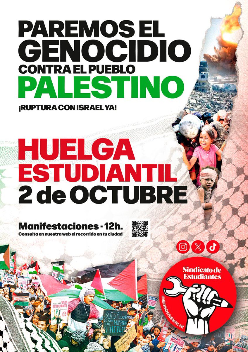 ¿A qué esperamos en España? A por la huelga general. <a href="/SindicaEstudian/">Sindicato de Estudiantes 🇵🇸</a> señala el camino con la huelga estudiantil este 2 de octubre. Gracias 🙏🏻