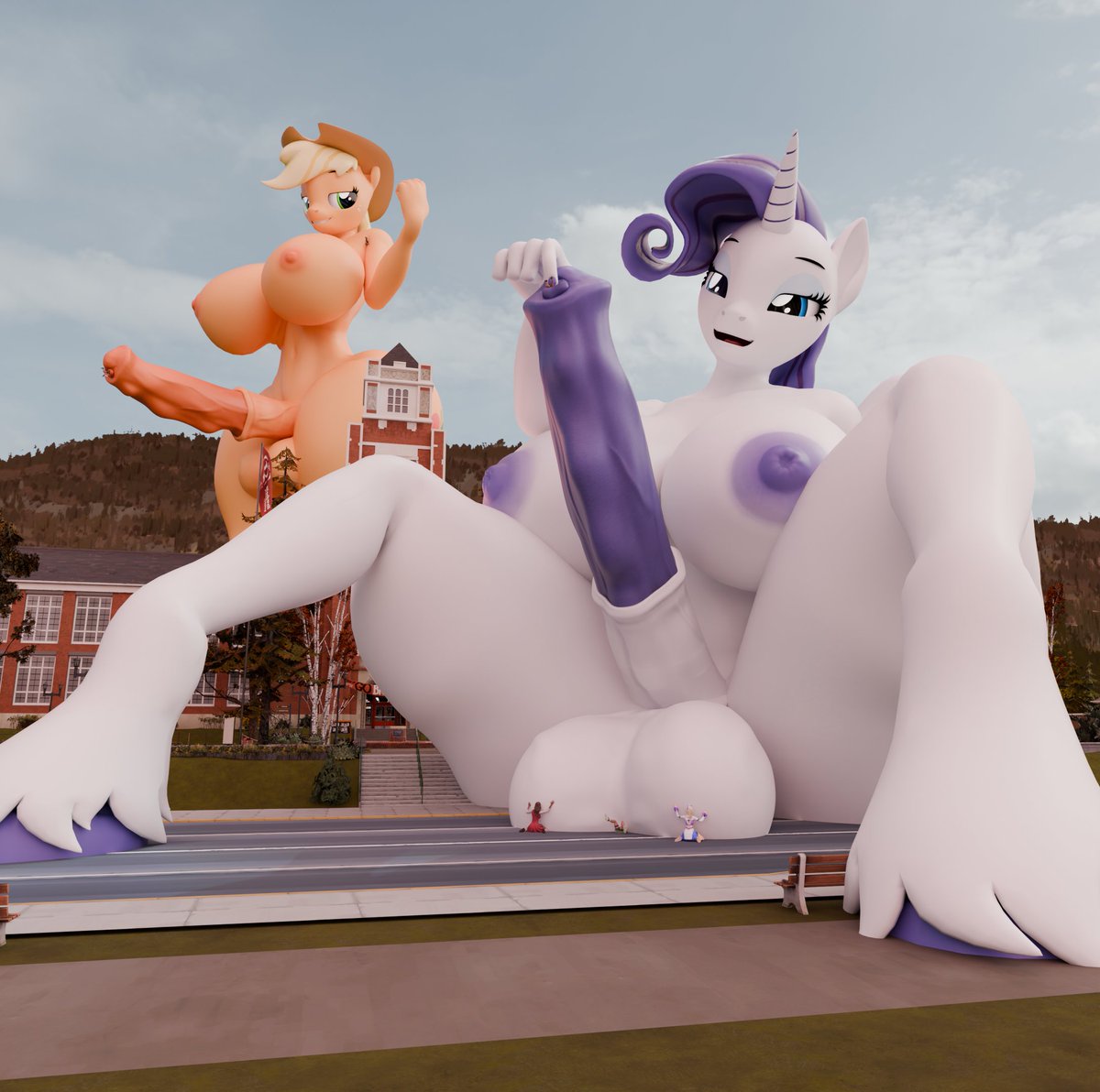 my last post before yotei claims my soul, two giant ponies rampaging on a campus.

#giantess #sizetwitter