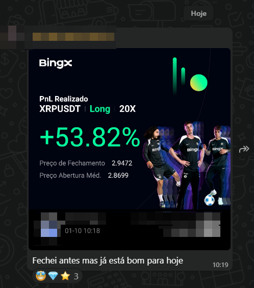 Mais um aluno comemorando seus lucros com os colegas no grupo #gratidao #prosperidade #criptomoedas