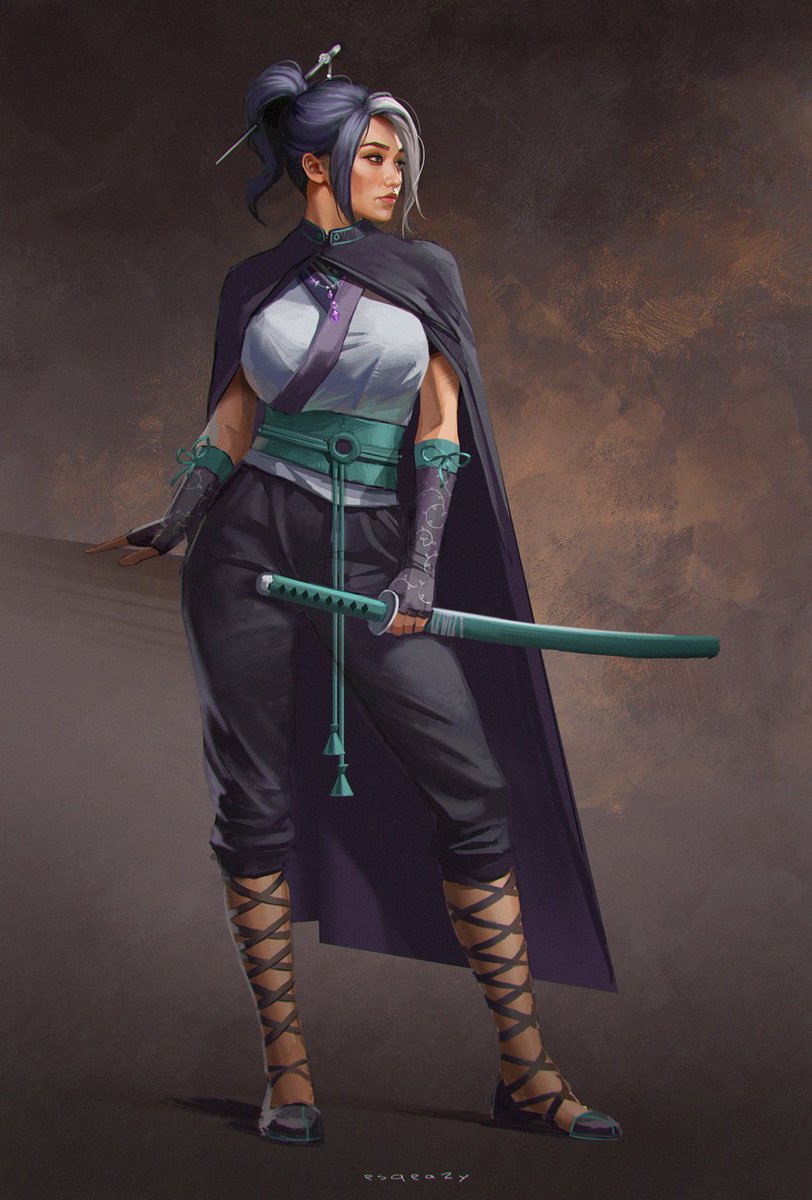 Original character concept art coming your way.  
Not sure if we'll go for the naked version, but let's be real it's definitely more intriguing with  some clothing, right?