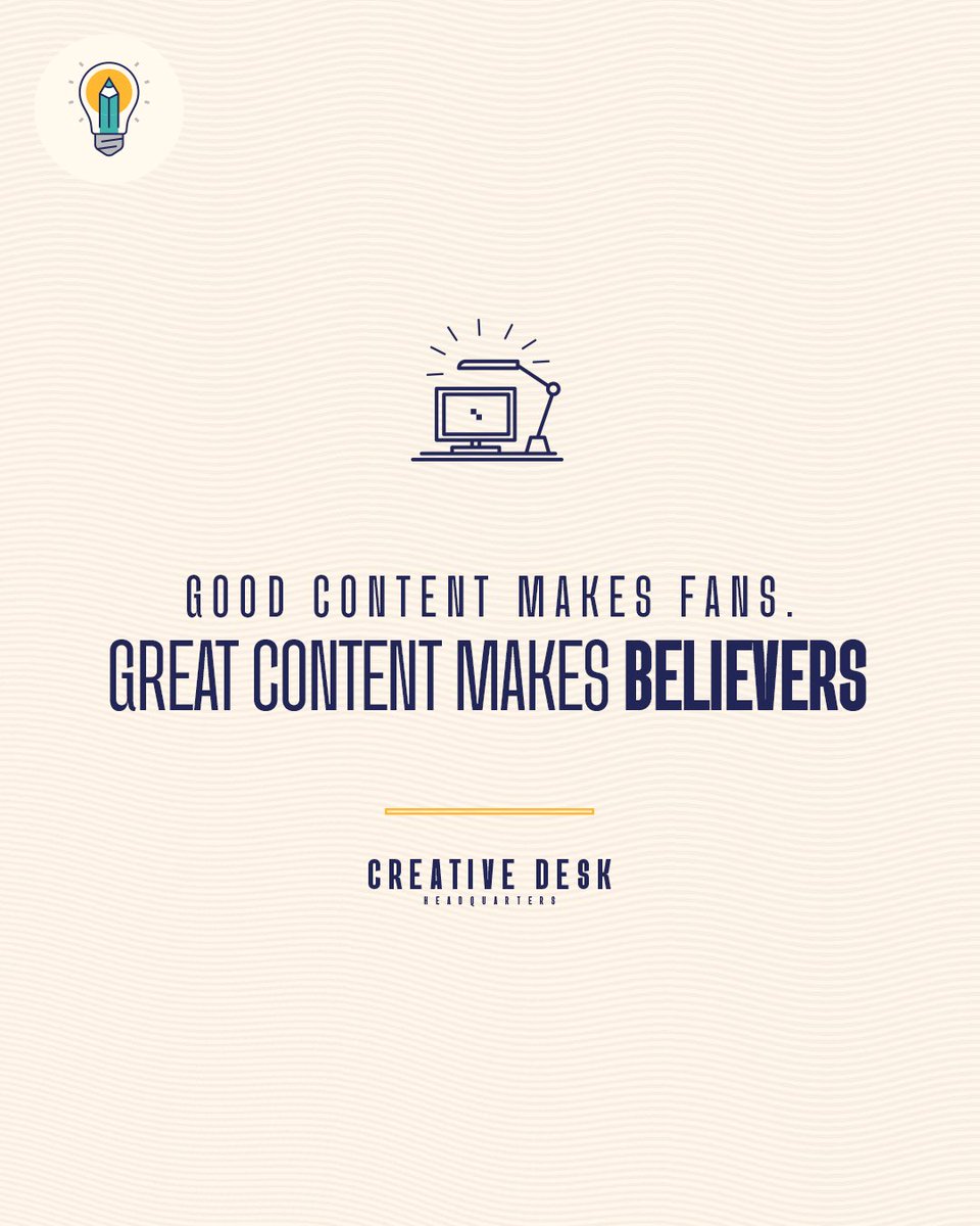 CreativeDeskPod's tweet photo. When your content resonates on a deeper emotional or cultural level, it moves beyond entertainment. It inspires trust, loyalty, and identity. People don’t just like what you do they buy into the vision, values, or message.

They BELIEVE in the brand. 🤝 https://t.co/8hU3GTkAsr