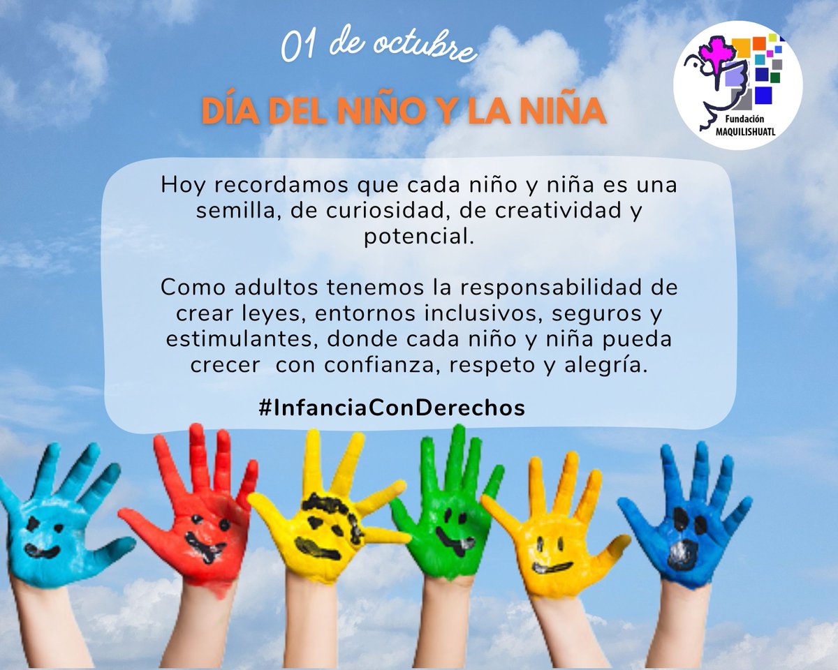 🥳#Octubre1 #Día del #Niño y la #Niña 👧🧒
Hoy recordamos que cada niño y niña es una semilla, de curiosidad, de creatividad y potencial