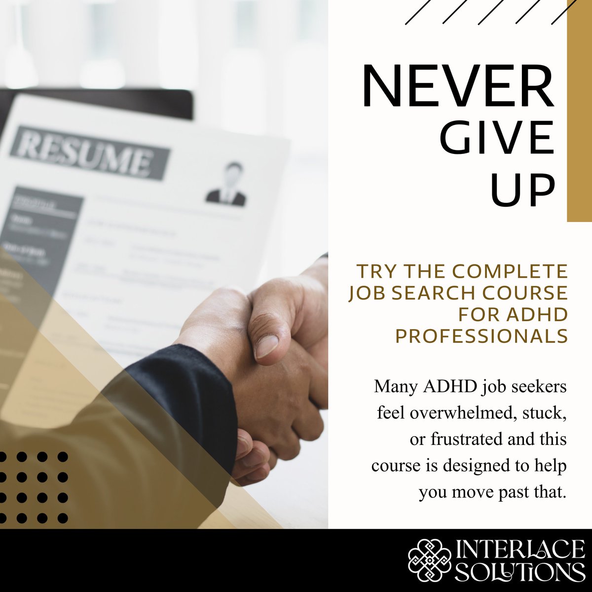 For ADHD job seekers with RSD, this kind of ghosting doesn’t just sting. But you don’t need thicker skin, you need a system that understands how rejection feels.

Learn more about our system here: interlacesolutions.com/adhd-job-searc…

#LeadershipDevelopment #FocusAtWork #JobSearch #ADHD