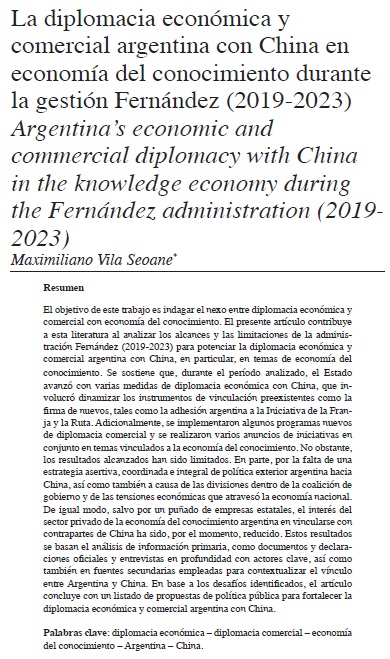mvilaseoane's tweet photo. Ya disponible 📢

Nuevo artículo: La diplomacia económica y comercial argentina con China  en economía del conocimiento durante la gestión Fernández (2019-2023).

Disponible en: https://t.co/c9E33etWIQ

El número de STUDIA POLITICÆ trae otros textos interesantes sobre 🇦🇷🇨🇳. https://t.co/W2tihkaKNk