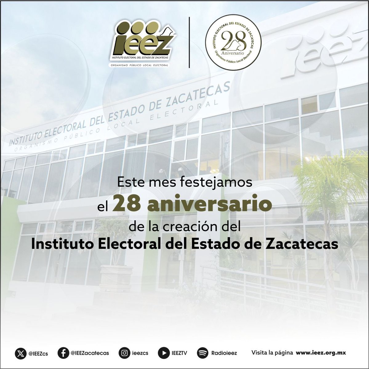 Este mes, el Instituto Electoral del Estado de Zacatecas cumple 28 años al servicio de la Democracia en nuestro Estado.