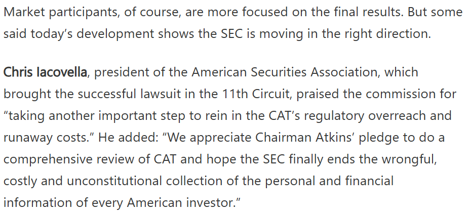 READ ASA in <a href="/CapitolAccount/">Capitol Account</a> on the <a href="/SECGov/">U.S. Securities and Exchange Commission</a> moving to cut CAT costs: capitolaccountdc.com/p/sec-moves-to…