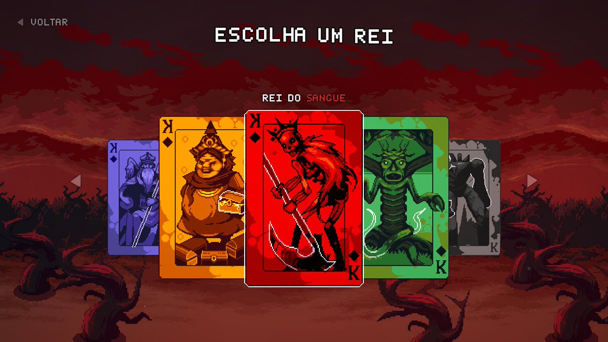 thiagopdps's tweet photo. Here are some of the screens I designed for 9Kings. I created an interpretation of the isometric environments as an actual scene, so we could use it in the selection of the kings

#pixelart https://t.co/04CqXnEZMc