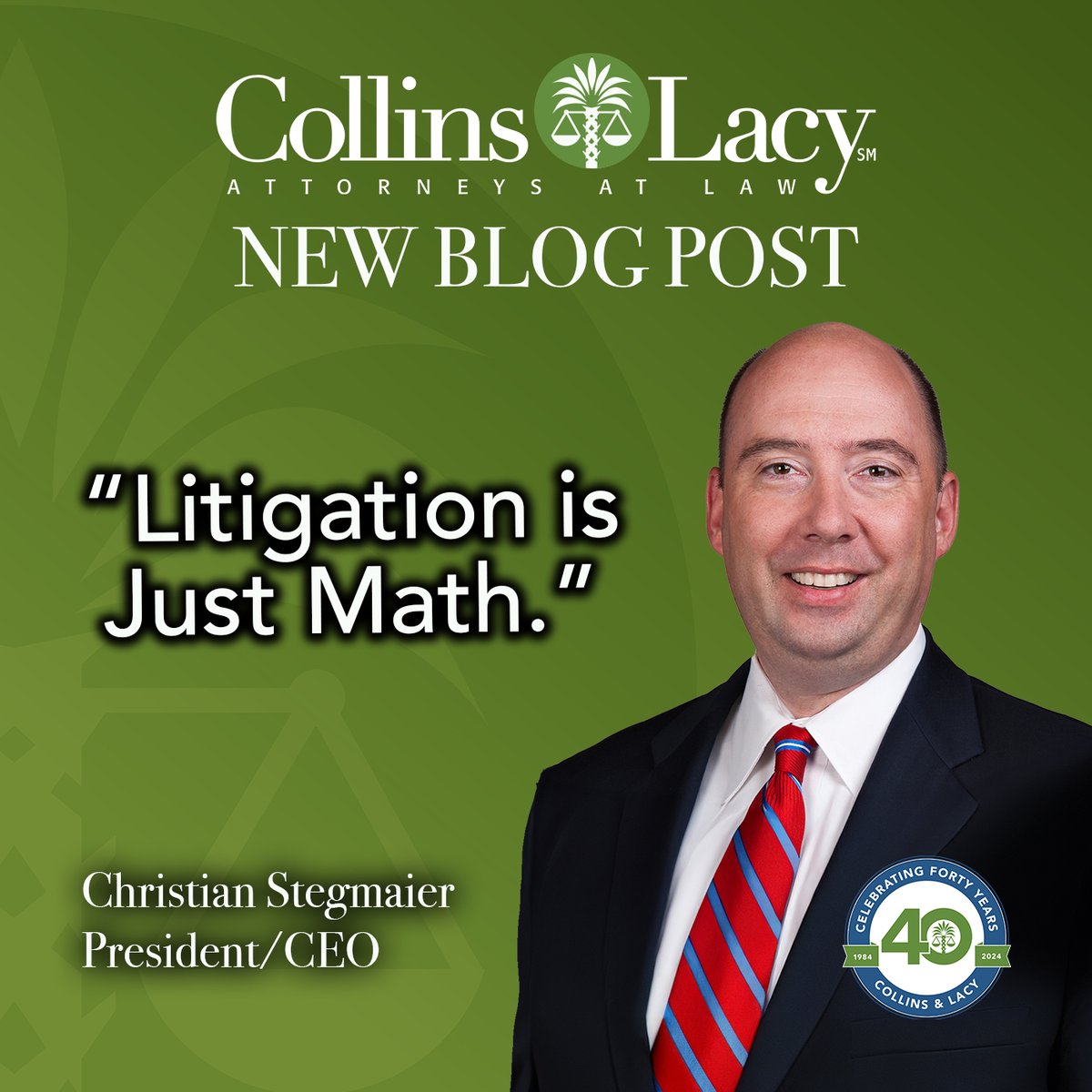 Find out why litigation is just math and how every lawsuit is a financial instrument in Christian Stegmaier’s latest blog.

Read it here: tinyurl.com/4w89wccz