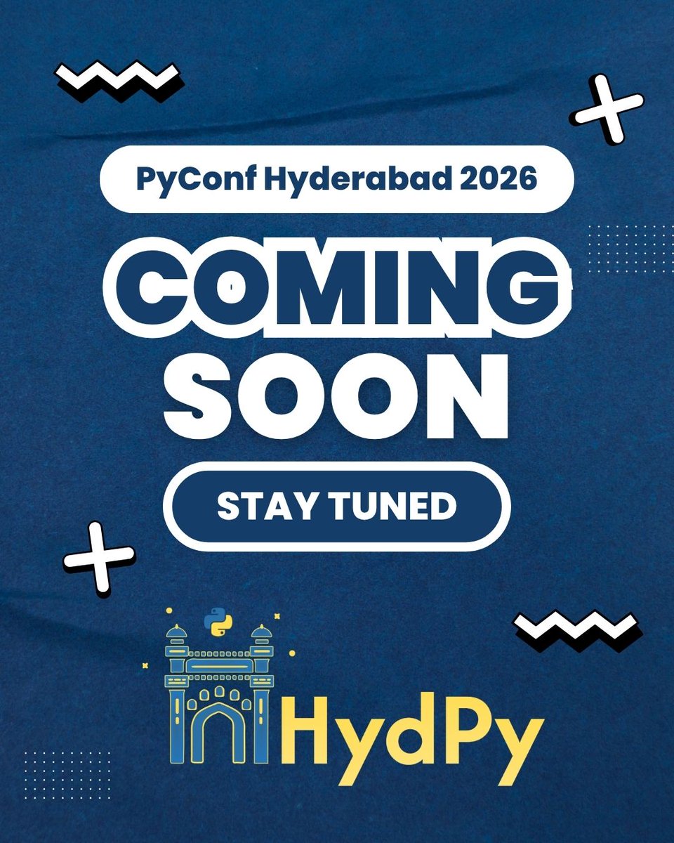 pyconfhyd's tweet image. ๐Something BIG is brewing! #PyConfHyd2026 is coming soon. And guess what? This time, itโs going to be a double dose of celebration. Keep your eyes peeled ๐for more updates.
#Hyderabad #PythonCommunity #TechCommunity