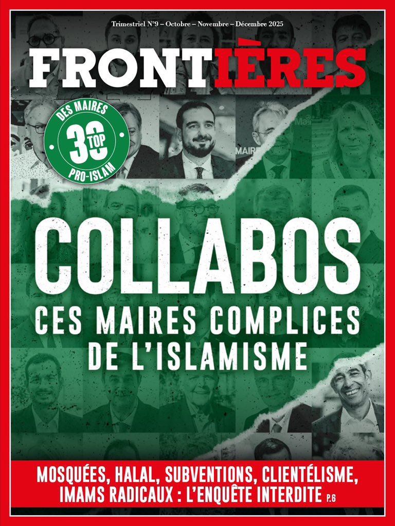 DamienRieu's tweet image. Le TOP3️⃣0️⃣ des maires complices de l’islamisme selon @Frontieresmedia à découvrir en kiosque ce jeudi. 

1️⃣@OlivierKlein93 Clichy-s-Bois
2️⃣@Benoit_Jimenez Garges-les-Gonesse
3️⃣ @StephanieGCAlbi Albi
4️⃣ Pierre Bell-Loch, Vitry Sur Seine 
5️⃣ @BenoitPayan, Marseille
6️⃣ @SandrineBDS…