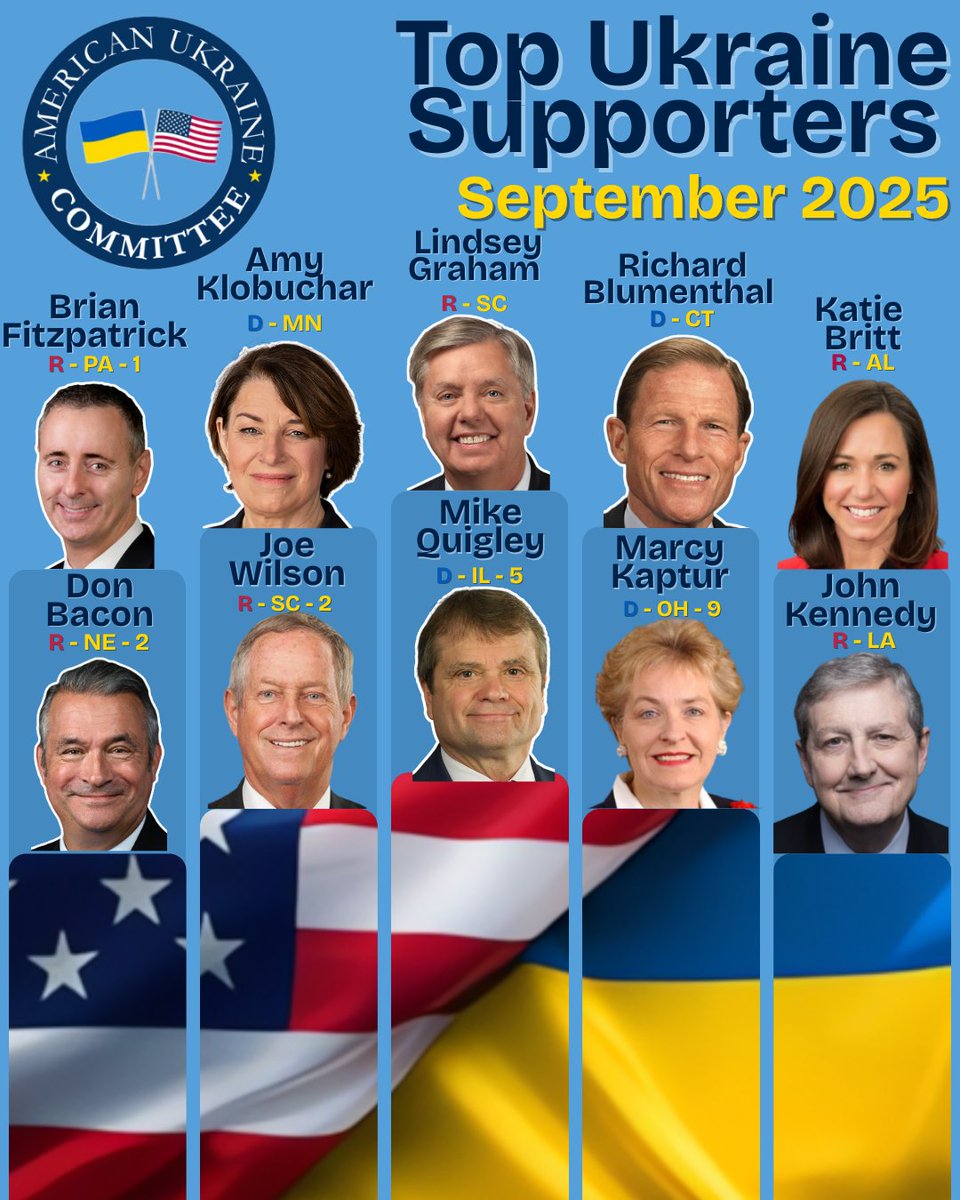 This month’s ratings spotlight Members of Congress who consistently continue to champion Ukraine’s cause on X.

Thank you for your steadfast leadership and support!

Thank you <a href="/RepMikeQuigley/">Mike Quigley</a>, <a href="/RepDonBacon/">Rep. Don Bacon 🇺🇸✈️🏍️⭐️🎖️</a>, <a href="/SenBlumenthal/">Richard Blumenthal</a>, <a href="/RepJoeWilson/">Joe Wilson</a>, <a href="/RepBrianFitz/">Rep. Brian Fitzpatrick 🇺🇸</a>, <a href="/LindseyGrahamSC/">Lindsey Graham</a>,