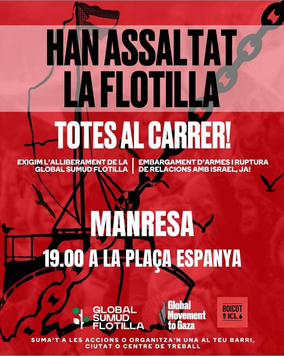 🇵🇸HAN ASSALTAT LA FLOTILLA🇵🇸

🔴Demà ens trobem als carrers! 

📍Totes a les 19.00 a Plaça Espanya