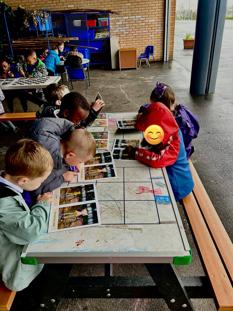MrsP_StM's tweet photo. Primary 1a took their reading outdoors for #OutdoorLearningWeek — rain and all. ☔️ A bit of drizzle didn’t dampen their focus. 🌧️📖 #OutdoorLearning  #P1 @StMonicaMilton https://t.co/MnYpuL3jdS