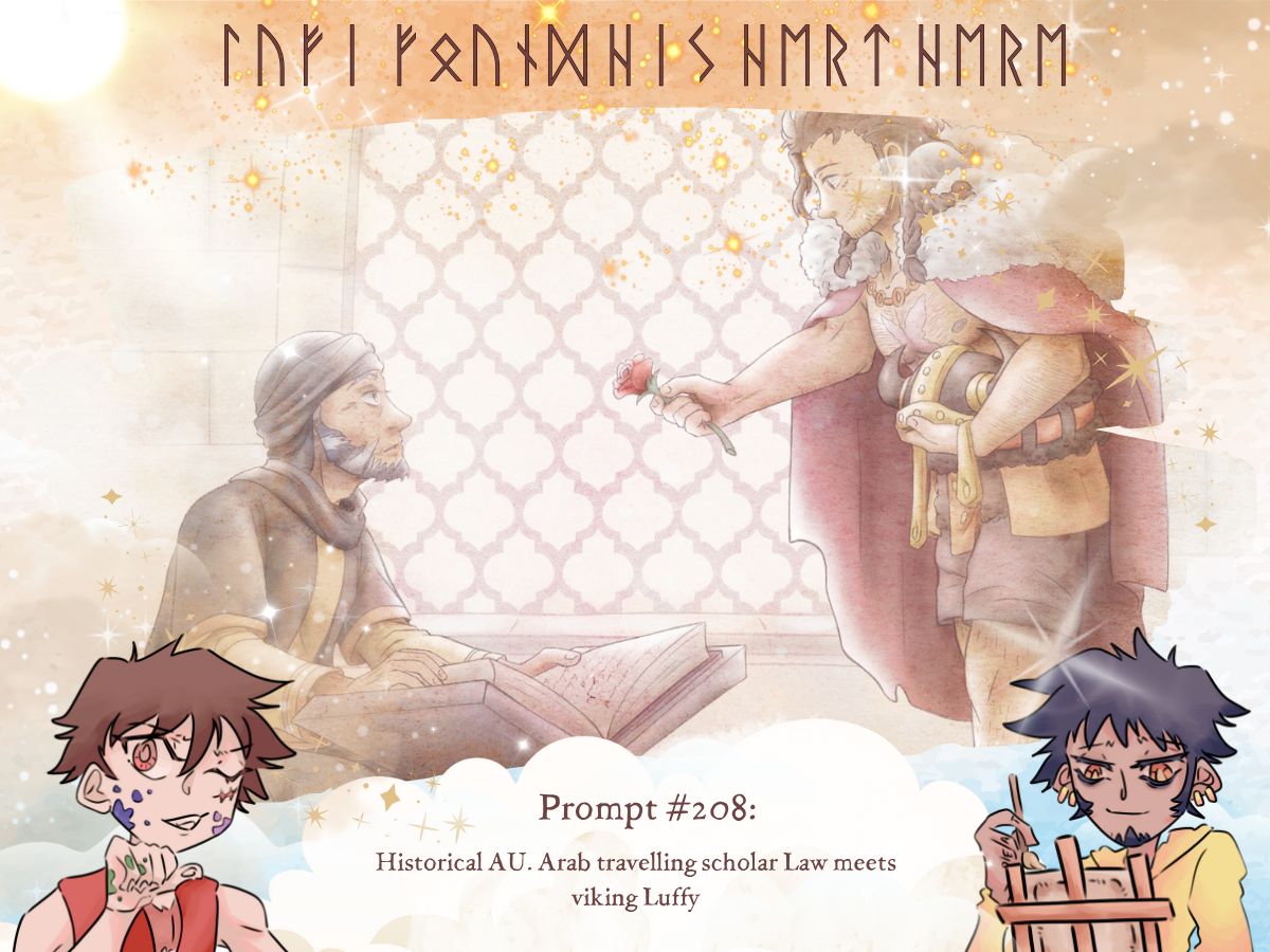 truffyfest's tweet photo. ✨ ᛚᚢᚠᛁ ᚠᛟᚢᚾᛞ ᚺᛁᛊ ᚺᛖᚱᛏ ᚺᛖᚱᛖ ✨

🌅 an SFW #lawlu / #lulaw art feat. viking!Luffy &amp; scholar!Law~ 🤍✨ 
🌅 for Prompt #208 by @bebergst

🔗⬇️ https://t.co/PEC3M9EDO6