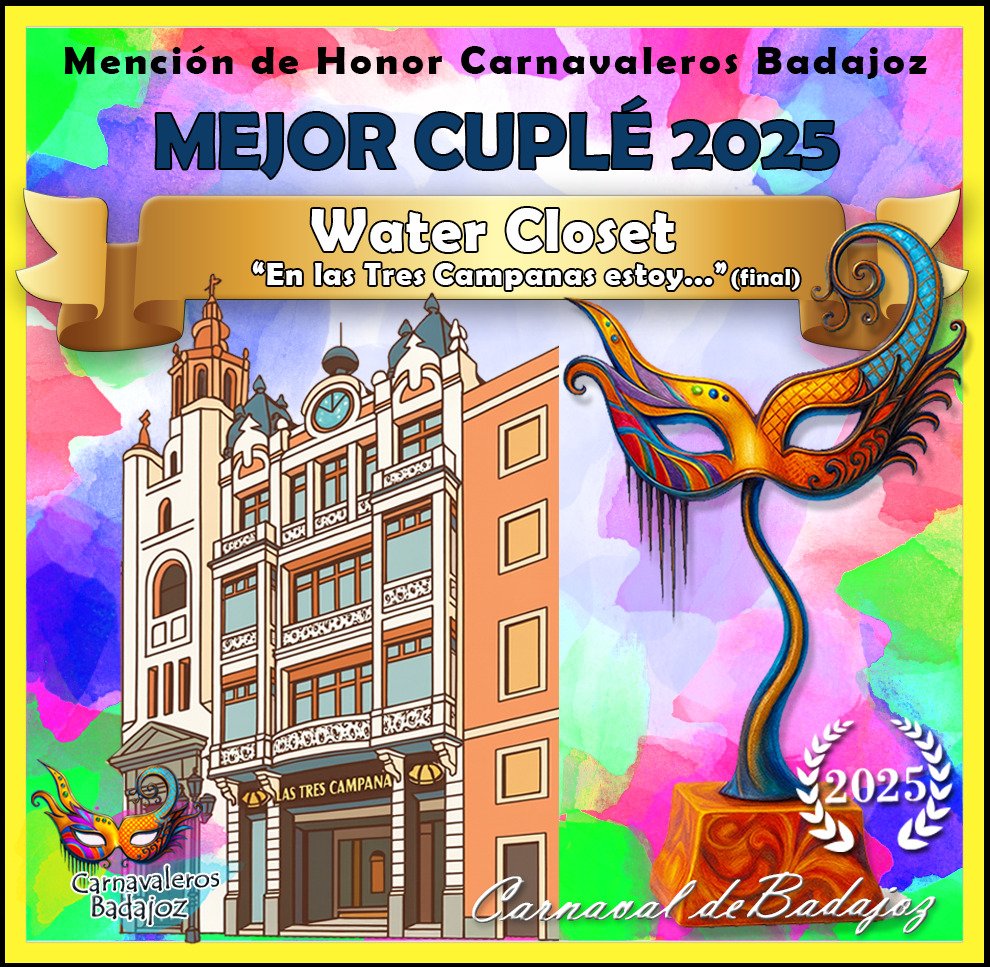 ✨ Otros ganadores de las menciones Carnavaleros Badajoz 2025 ✨

🧥 Mejor Traje: <a href="/MurgaMarwan/">Marwan Chilliqui</a>
🎶 Mejores Voces: <a href="/murgalmaridi/">Murga Al Maridi</a>
🤣 Mejor Cuplé: <a href="/loswatercloset/">Murga Los Water Closet</a> 

👏 ¡Enhorabuena a los premiados! ⚡️ Muy pronto conoceremos más ganadores de esta edición…