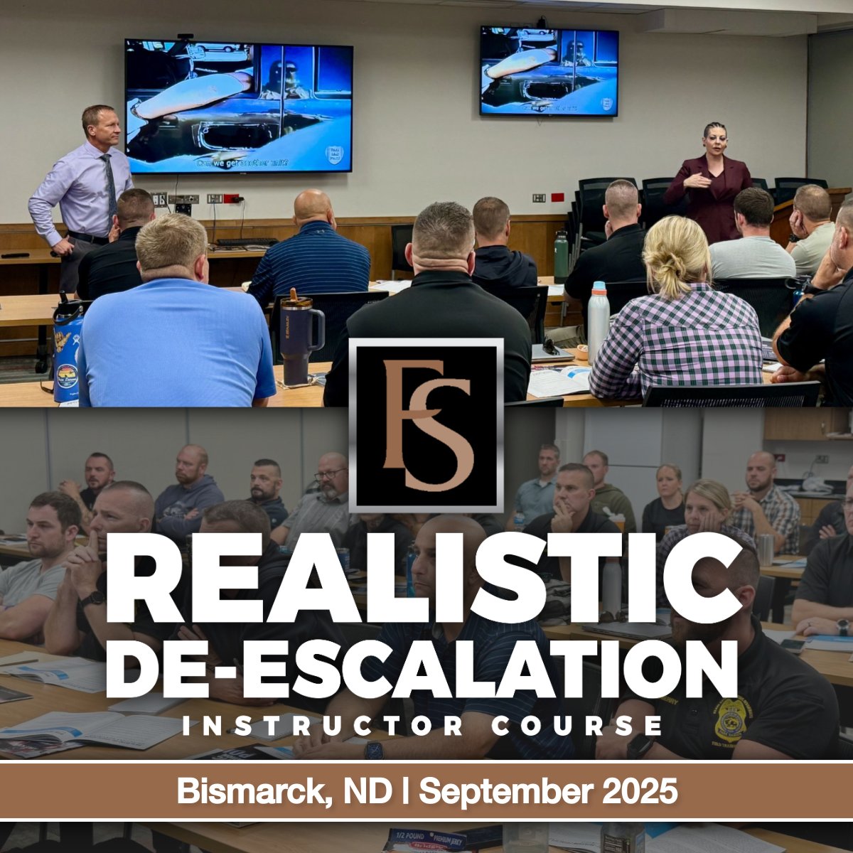 It’s not every day we get these two powerhouse instructors in the same frame! 

Our two-day Realistic De-Escalation Instructor Course just wrapped in Bismarck, ND, where participants had the opportunity of learning directly from Derrick Crews and Nicole Florisi. Their tag-team