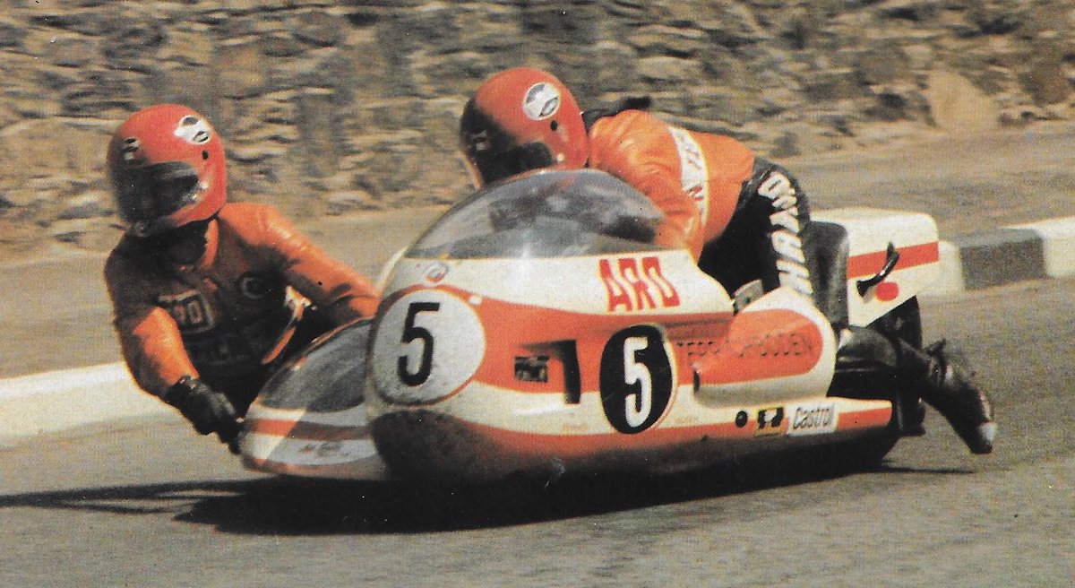 Siegfried Schauzu / Wolfgang Kalauch (BMW), 750cc Sidecar TT, 1975. This was the last of his 9 Sidecar TT wins.