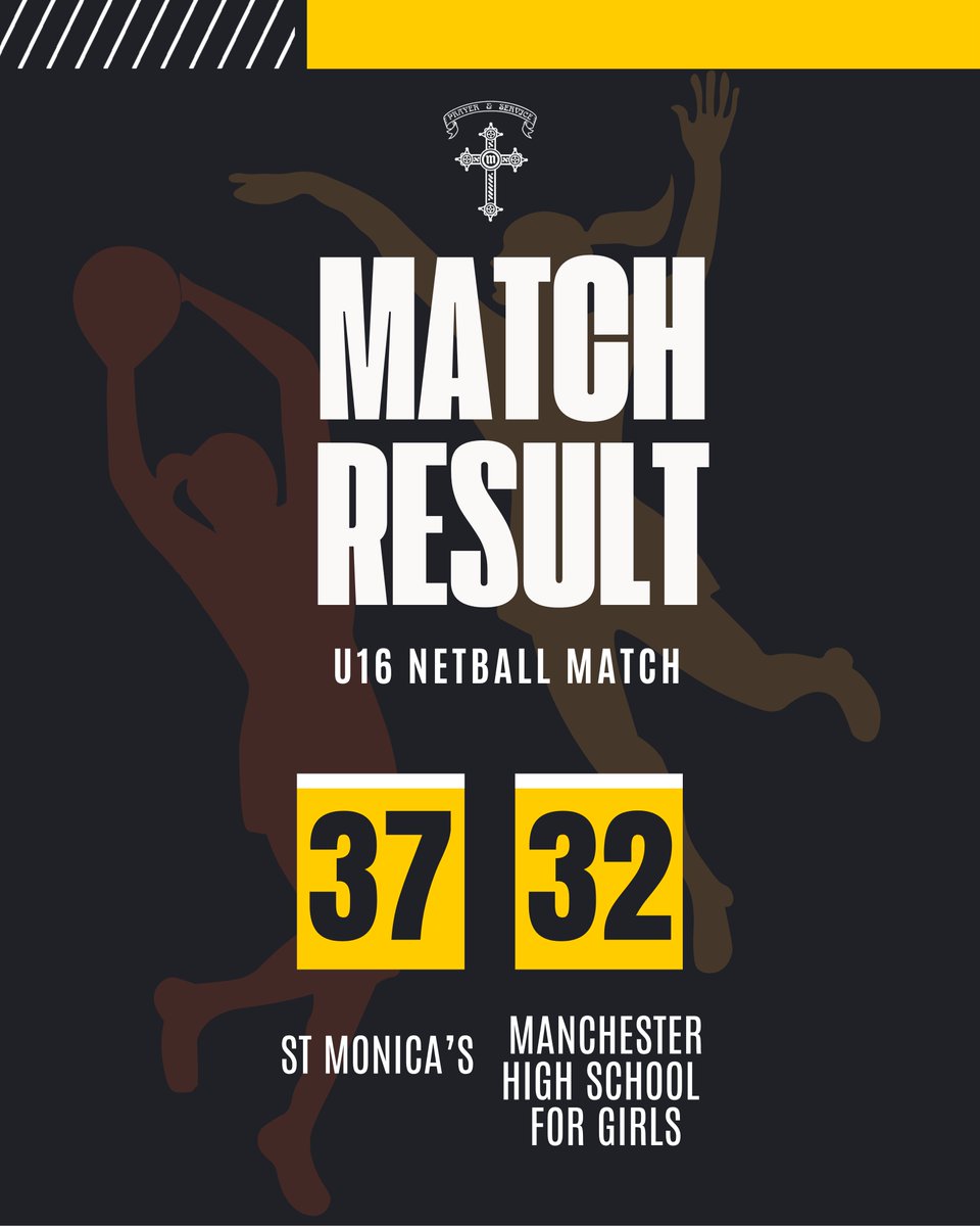 Our U16 netball team secured a 37–32 win against Manchester High School for Girls! 👏 Well done everyone! @stoc_cat #stmonicasrchs_results