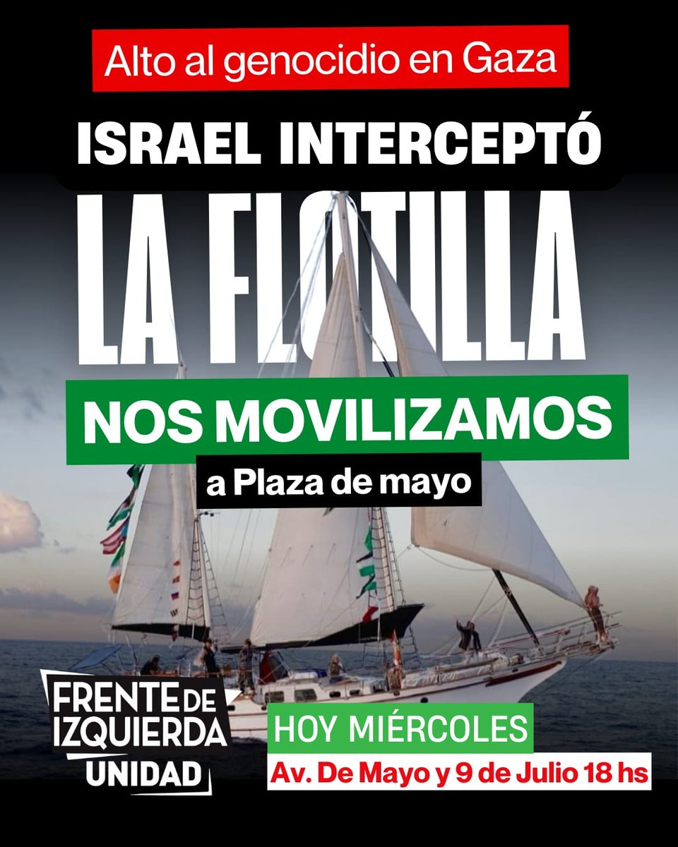 ALERTA MUNDIAL 

El ejército israelí abordó a la Global Sumud Flotilla y detuvo a su tripulación civil y pacífica que llevaba ayuda humanitaria a GAZA. 

Los pueblos del mundo abrazan la causa Palestina y a la tripulación que viajaba hacia Gaza con alimentos, agua y medicamentos.