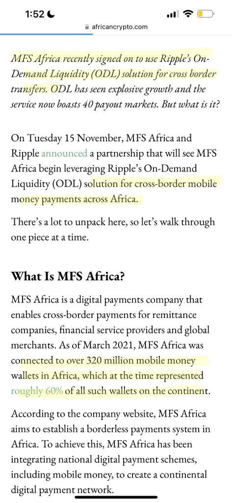 Ripple + ODL + 60% of Wallets in Africa✅

Documented.📝👇