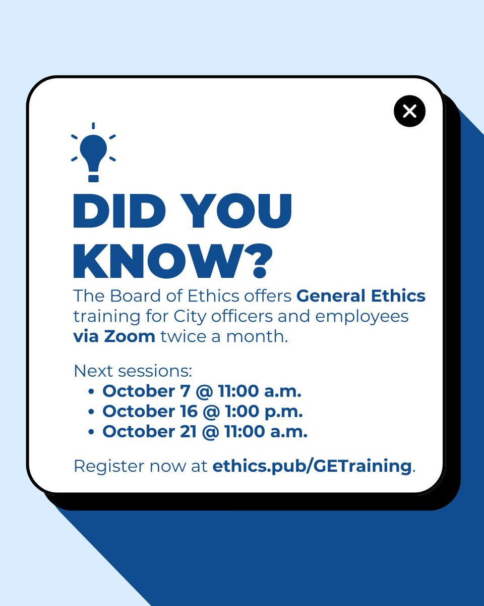 got ethics? our next training is tues 10/7 @ 11am-- register now @ ethics.pub/GETraining