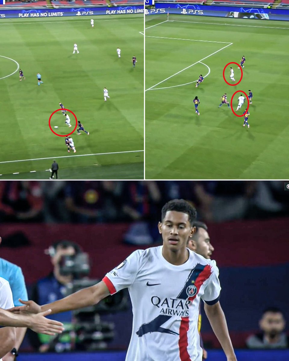 ESPNFC's tweet photo. Look where Nuno Mendes started his run that led to his assist to 19-year-old Mayulu vs. Barca 🤯 https://t.co/Fl5zA2R3RX