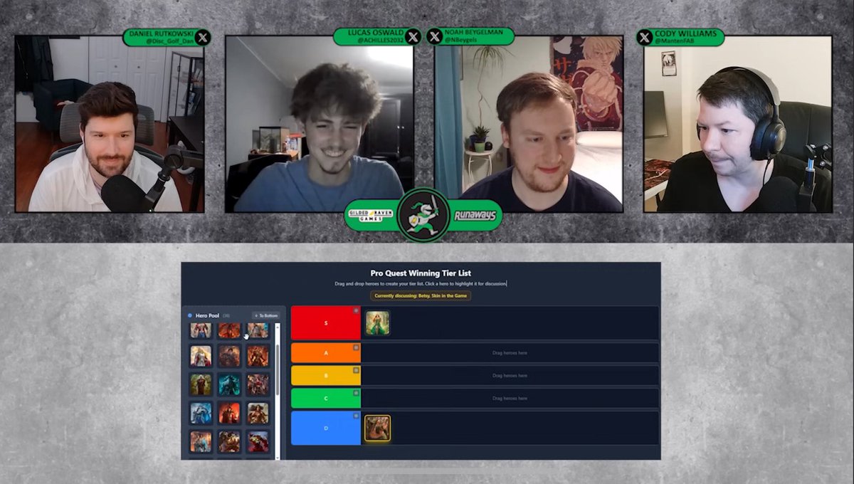 ProQuest Winning Tier List.
Runaways Pod: Episode 92 is live and we've got a tier list for y'all!!
<a href="/Disc_Golf_Dan/">Daniel Rutkowski</a> <a href="/ACHILLES2032/">Lucas Oswald</a> <a href="/NBeygels/">Noah Beygelman</a> <a href="/MantenFAB/">Cody Williams</a>