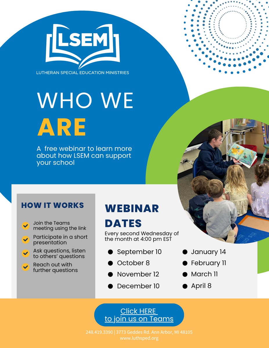 Get to know more about LSEM and how we can help your student, your church, your school, or your district. Tune in to our free webinar on Wednesday, October 8 at 4:00pm EST.