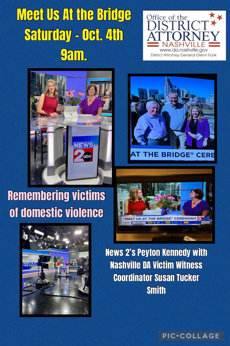 Thanks to Nashville’s WKRN News 2 for promoting the annual ‘Meet Us At the Bridge’ ceremony remembering domestic violence victims.  The event is Saturday, Oct 4th at 9am on the Seigenthaler Pedestrian Bridge downtown.  <a href="/WKRN/">WKRN News 2</a> <a href="/MetroNashville/">Metro Nashville</a> <a href="/MNPDNashville/">Metro Nashville PD</a> <a href="/YWCANashville/">YWCA Nashville & Middle Tennessee</a>
