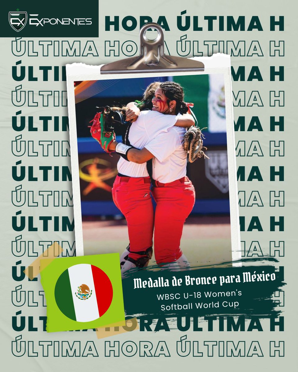 ExponentesFC's tweet image. ¡HISTÓRICO BRONCE PARA MÉXICO! 🥉🥎🎊

México venció a China 4-2 y se queda con el tercer puesto del Mundial de Softbol U-18.

#softbol #mexico #fmb #lms