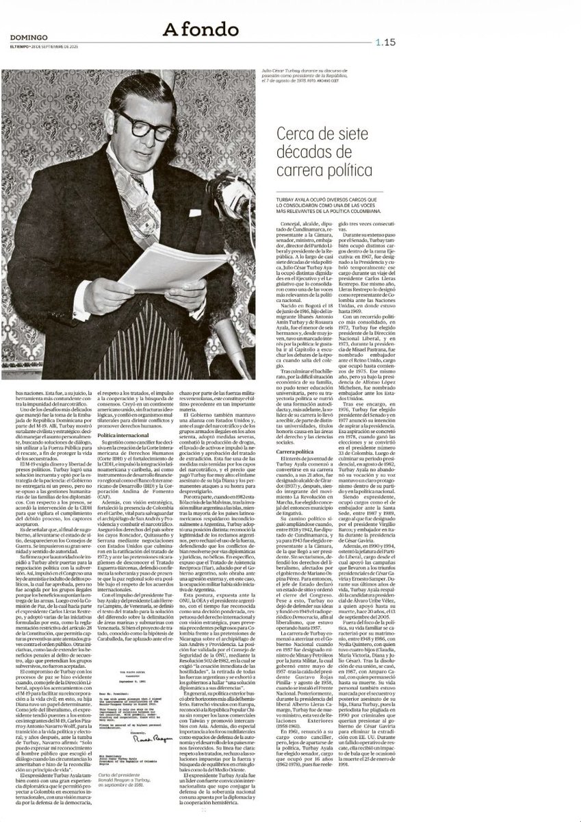 Compartí en <a href="/ELTIEMPO/">EL TIEMPO</a> una reflexión sobre el legado político, institucional e internacional de Julio César Turbay Ayala, a 20 años de su partida. Un recorrido por sus reformas, su visión de Estado y los desafíos que enfrentó con sentido de autoridad y democracia. Los invito a