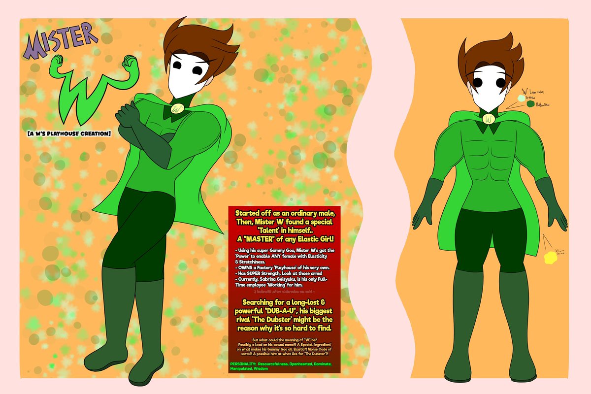 Ws_Playhouse's tweet image. 🚨🧍‍♂️[OC SHEET!]🧍‍♂️🚨
“Mister W”

The ‘MASTER’ of any elastic girl! He’s got the power to dominate over them.
- Using his Gummy Goo, he can make females all elastic.
- Super Strength
- Owns a “Factory”
&amp;amp; more!

#WsPlayhouse #MisterW #Elasticcommunity #stretchycommunity
