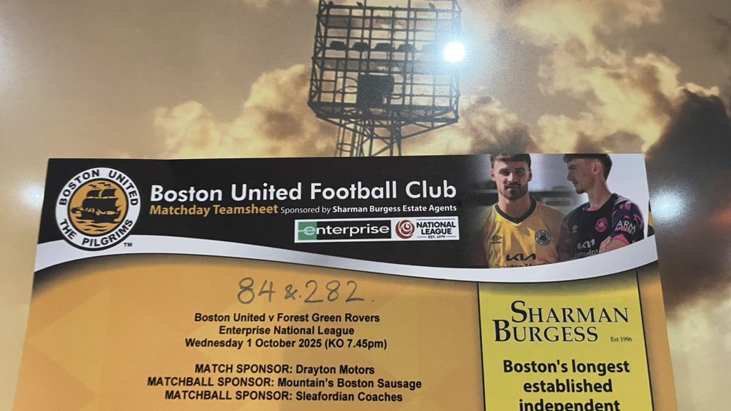 Chris Cook (@chriscookbufc) on Twitter photo Winning numbers on the <a href="/SharmanBurgess/">Sharman Burgess</a>, sponsored <a href="/BostonUnited/">Boston United</a> Teamsheet Raffle are 84 & 282
Thank you for supporting the <a href="/bostonunited/">Boston United</a> academy Winning numbers on the <a href="/SharmanBurgess/">Sharman Burgess</a>, sponsored <a href="/BostonUnited/">Boston United</a> Teamsheet Raffle are 84 & 282
Thank you for supporting the <a href="/bostonunited/">Boston United</a> academy