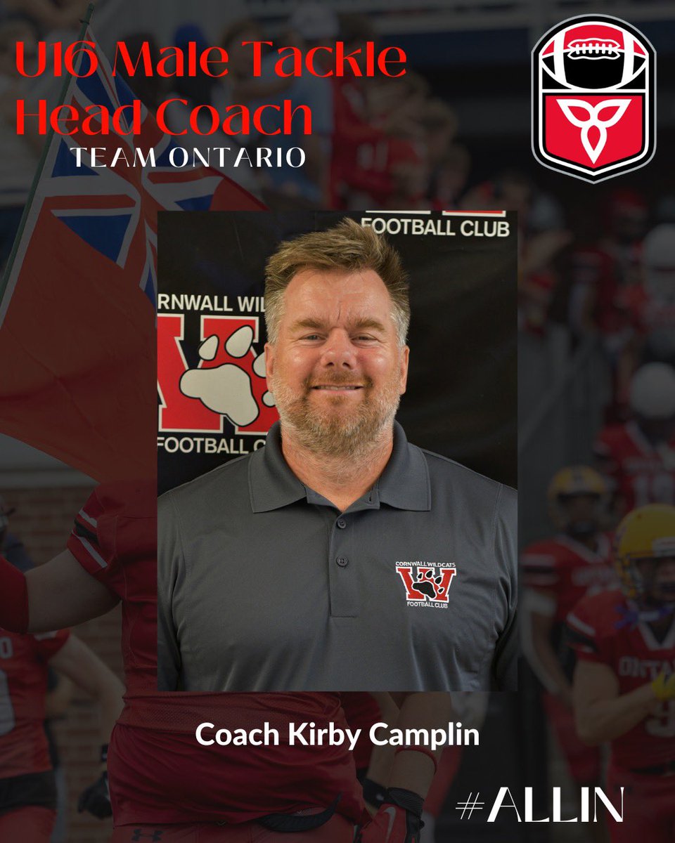 We are thrilled to announce that Coach Kirby Camplin has been named the next HC of the Team Ontario U16 Male Tackle Program!

His extensive experience and his commitment to development and excellence align with our goals for the program. 

More: footballontario.net/2025/10/01/foo…

#ALLIN