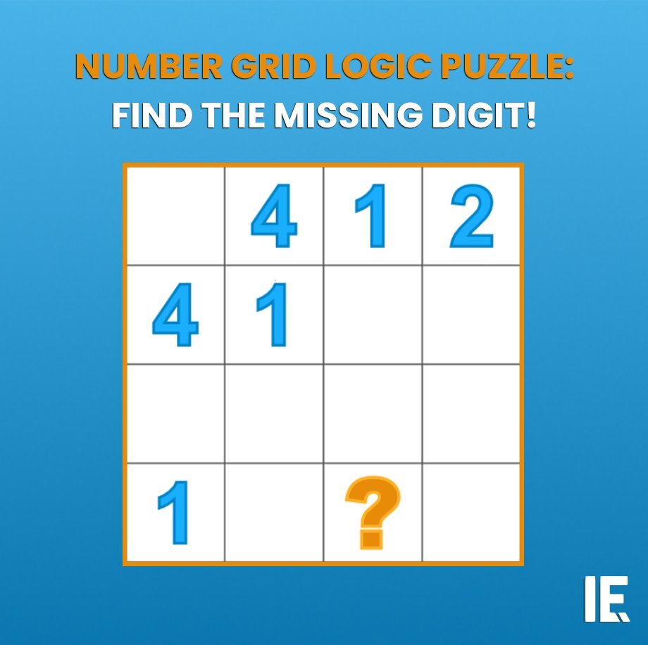 IntEngineering's tweet image. This grid follows a logical sequence. Can you work it out and find the missing digit?
#iequiz #logicchallenge #puzzleoftheday #brainteaser #engineering