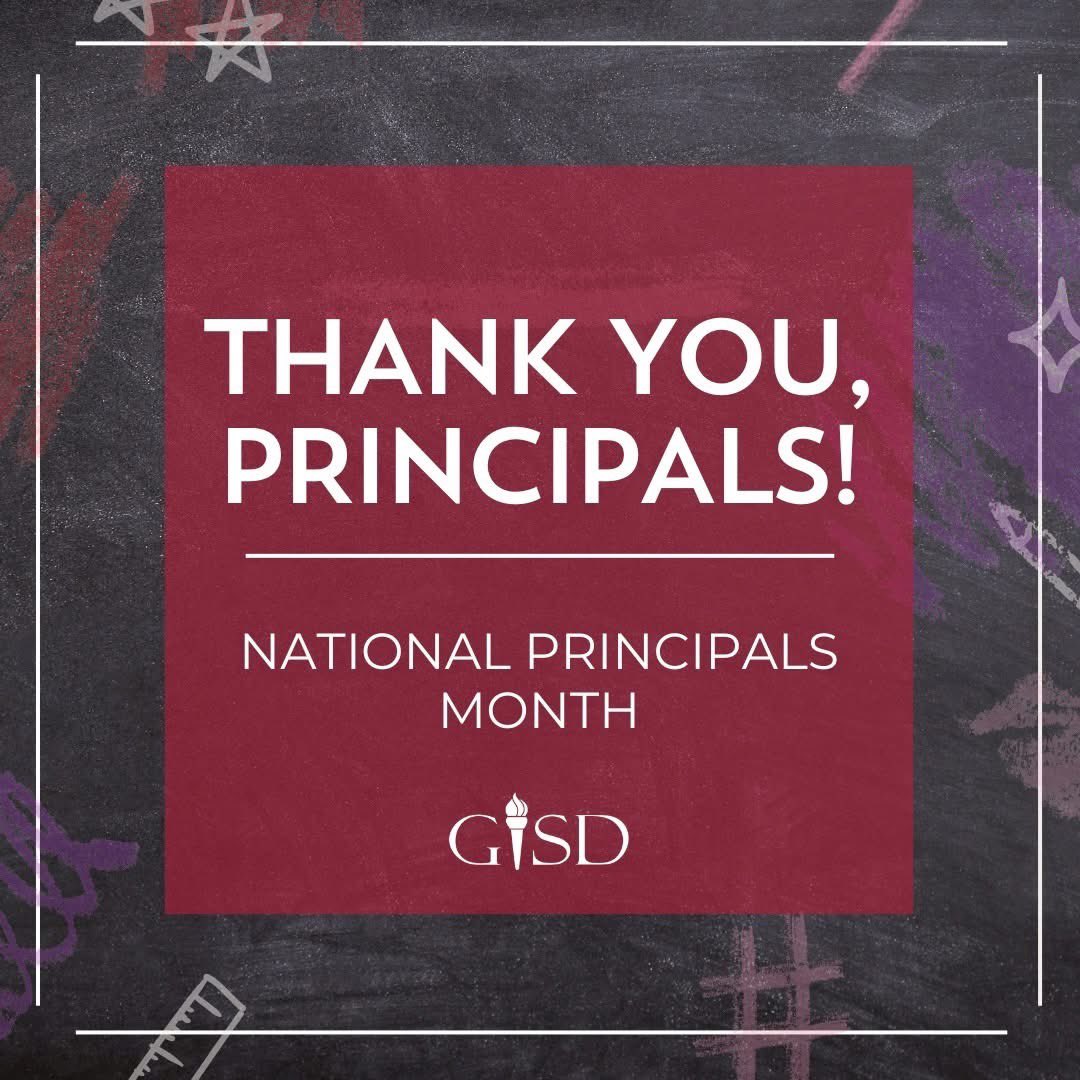 gisdnews's tweet photo. October is National Principals Month! 🎉📚 Our principals play a crucial role in making our schools #GISDUnmatched. We appreciate your leadership, dedication, and all you do for our staff and students. Thank you, principals! https://t.co/K2nhpoF45t
