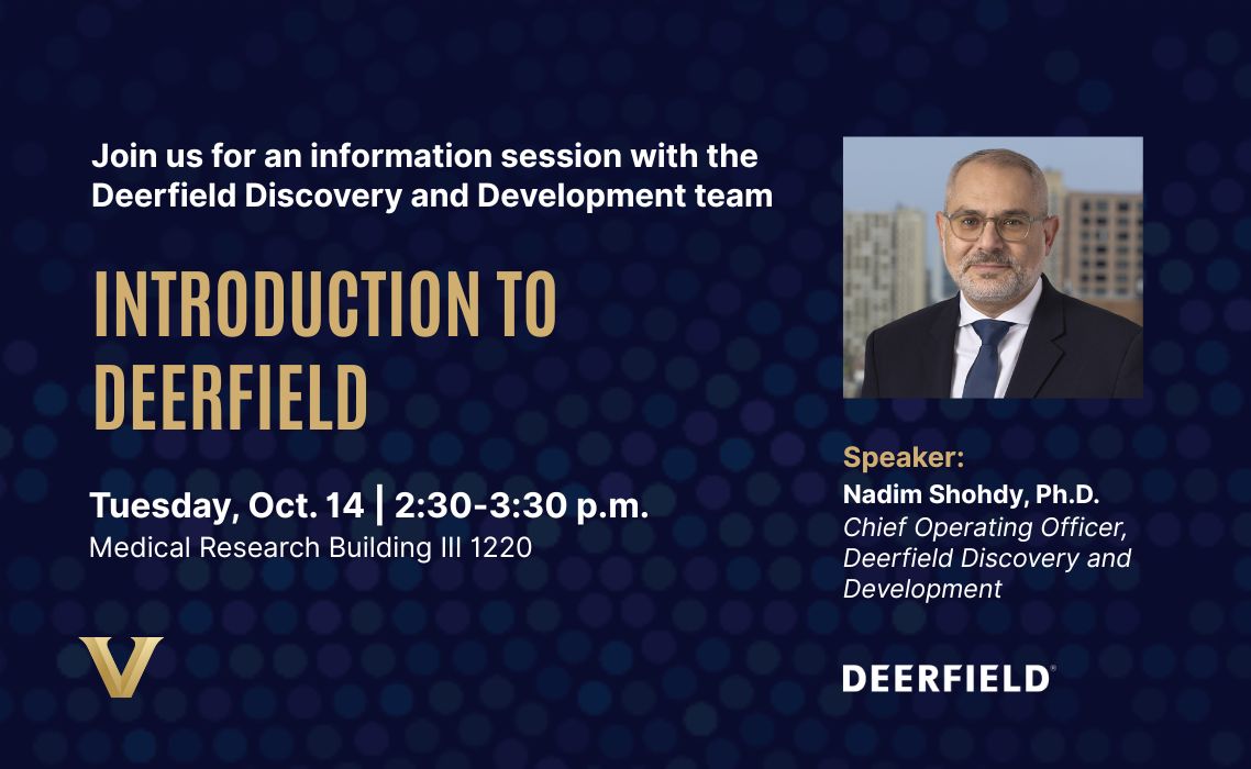 VUEngineering's tweet image. Faculty, staff, and members of the Vanderbilt University and Vanderbilt University Medical Center community are invited to connect with the Deerfield Management Discovery and Development (3DC) team.

Learn more: ow.ly/hzBn50X413u