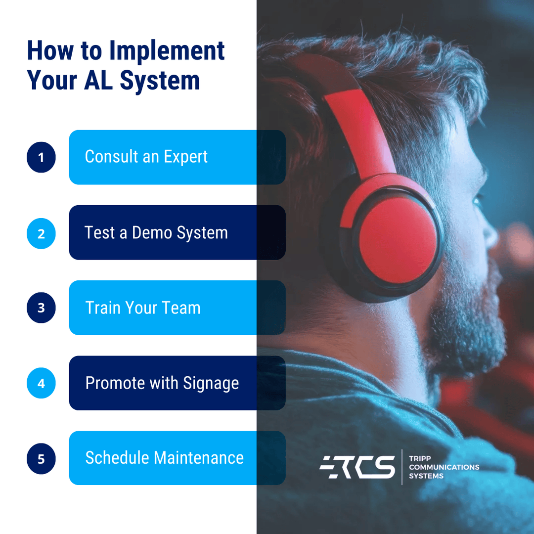 Trippcomm's tweet photo. An #AssistiveListeningSystem is only effective if it’s implemented thoughtfully.

Installing the equipment is just the beginning. Success comes from planning, training, and ongoing care. 

Here’s a simple 5-step approach to make sure your system works beautifully for every guest. https://t.co/dRoAVclL1D