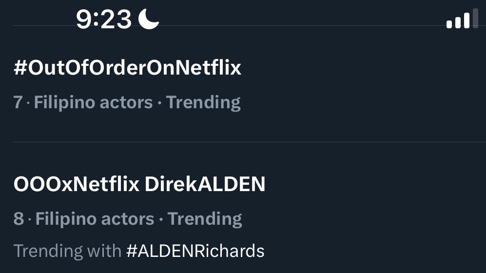 THIS is what they deserve! 😏😏😏

Out Of Order HASHTAG and ALDEN TAGLINE both on the TRENDLIST!!!

<a href="/aldenrichards02/">Alden Richards</a> <a href="/myriad_corp/">MYRIAD Corporation</a> <a href="/VIVA_Films/">VIVA Films</a> <a href="/StudioVivaPH/">Studio Viva</a> <a href="/Sparkle_GMA/">Sparkle GMA Artist Center</a> <a href="/Netflix_PH/">Netflix Philippines</a> 
#OutOfOrderOnNetflix
#ALDENRichards
OOOxNetflix DirekALDEN