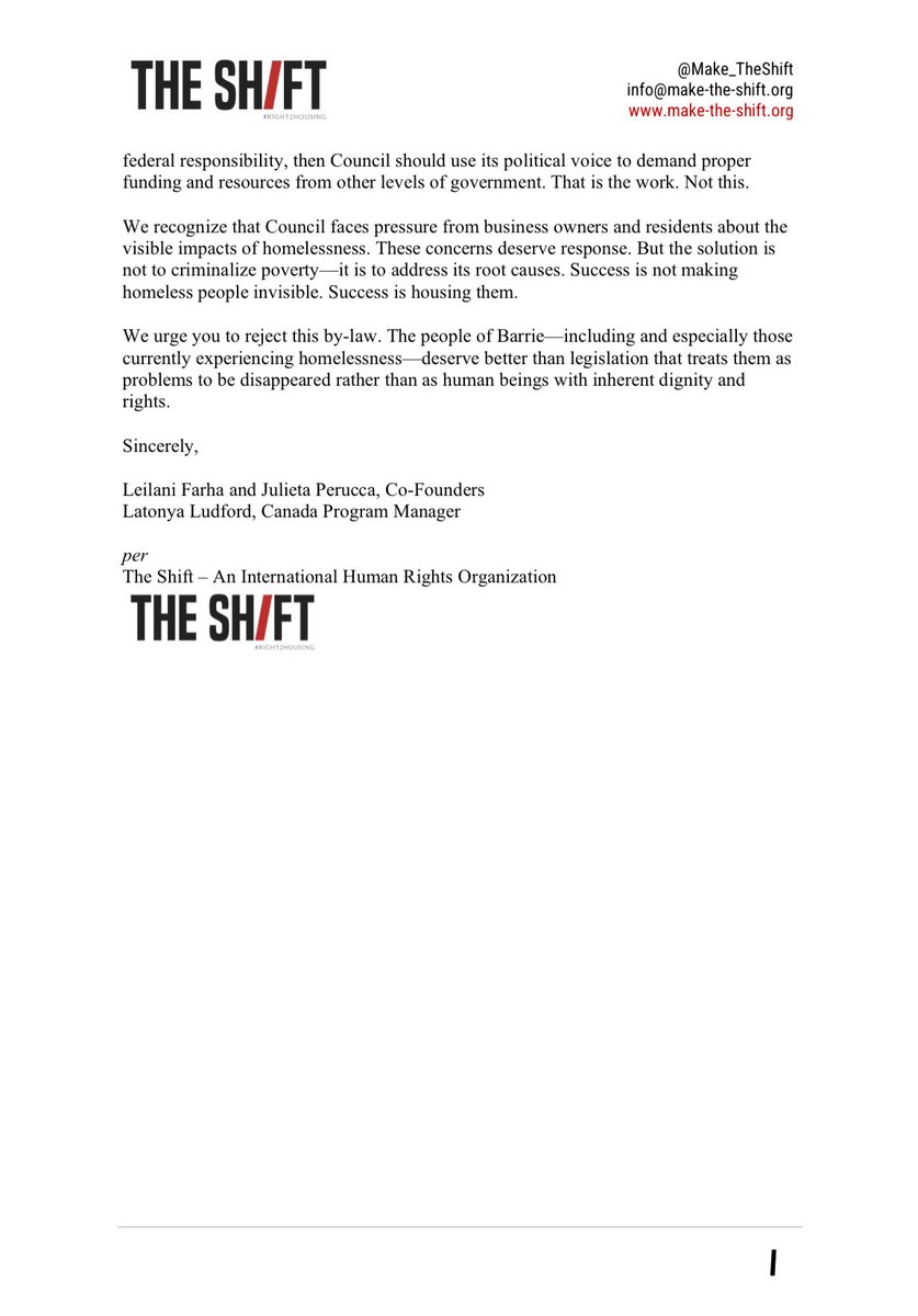 Homeless people are under siege in Canada. 

Tonight the City of Barrie is voting on whether to prohibit sleeping on city property - even if they have nowhere else to sleep. 

Sleep is necessary for life. Draw your own conclusions. 

Here's our letter to the City.