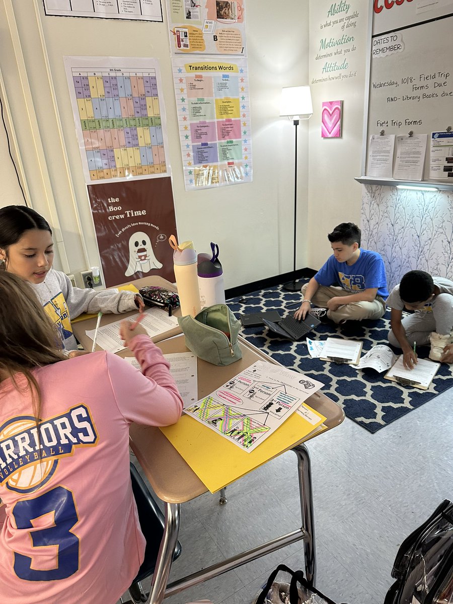 Period 3 working on some Point of View before reading more of our first mystery novel, Found. Love the partner/group work! <a href="/MrsFalkHBMS/">Angela Falkenstein</a>
