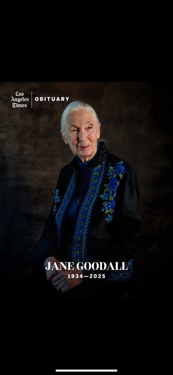 paullewismusic's tweet photo. What an incredible person. 
#RIPJaneGoodall https://t.co/rKfq4T1uNi