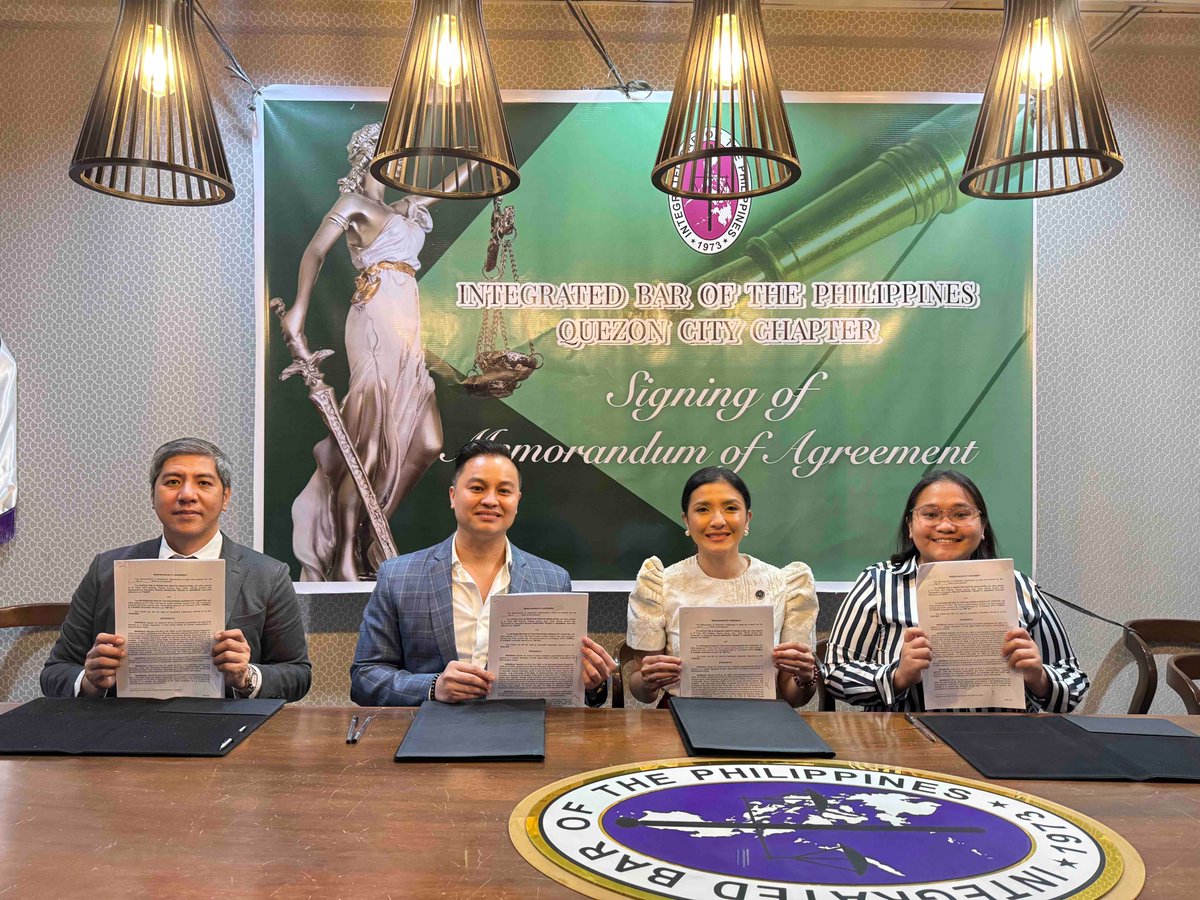 IBP_NCLA's tweet image. IBP Quezon City
September 29, 2025

IBP QC Chapter &amp;amp; Department of Justice-Office of Alternative Dispute Resolution (DOJ-OADR) sign Memorandum of Agreement to strengthen access to justice through Alternative Dispute Resolution

#IBPNCLA
#ServeTheCountryHailTheIBP
#IBPLegalAid