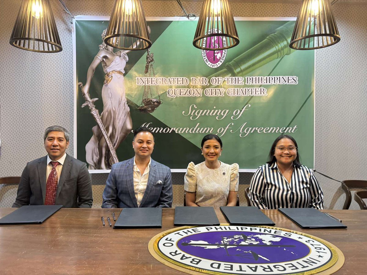 IBP_NCLA's tweet image. IBP Quezon City
September 29, 2025

IBP QC Chapter &amp;amp; Department of Justice-Office of Alternative Dispute Resolution (DOJ-OADR) sign Memorandum of Agreement to strengthen access to justice through Alternative Dispute Resolution

#IBPNCLA
#ServeTheCountryHailTheIBP
#IBPLegalAid
