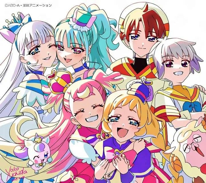 AIrzahn's tweet image. Precure All Stars ✨ 
With the series over, they&apos;ve given us these &quot;thank you&quot; illustrations of the last 3 seasons, thanks to the character designers ... It will be followed by Kimi to Idol after the series ends next year ~ 🍽️☁️🐾
