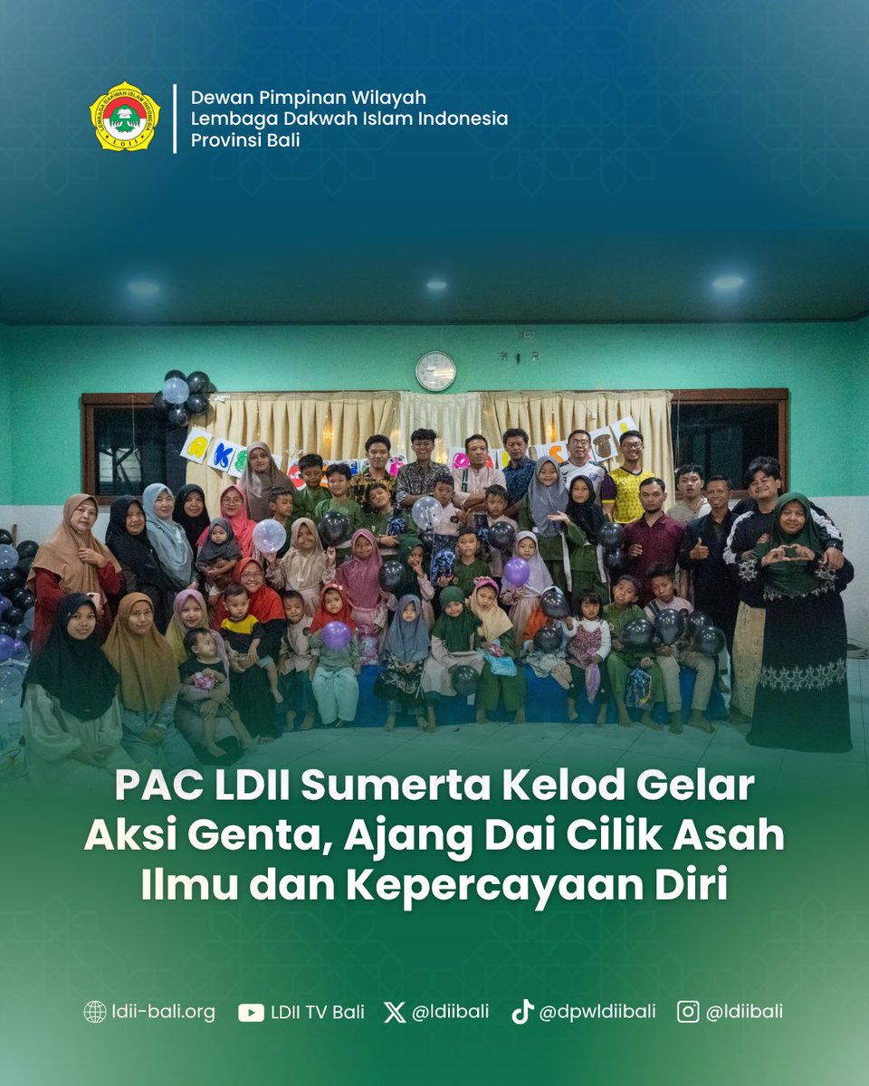 ldiibali's tweet photo. 📌 PAC LDII Sumerta Kelod Gelar Aksi Genta
Denpasar (29/9) — PAC LDII Sumerta Kelod menyelenggarakan kegiatan Aksi Genta (Generasi Taqwa) yang diikuti para generasi penerus (generus) berusia 2–12 tahun.
#LembagaDakwahIslamIndonesia #LDII #LDIIDenpasar #LDIIBali #GenerusLDII https://t.co/1eT2aQXcg5