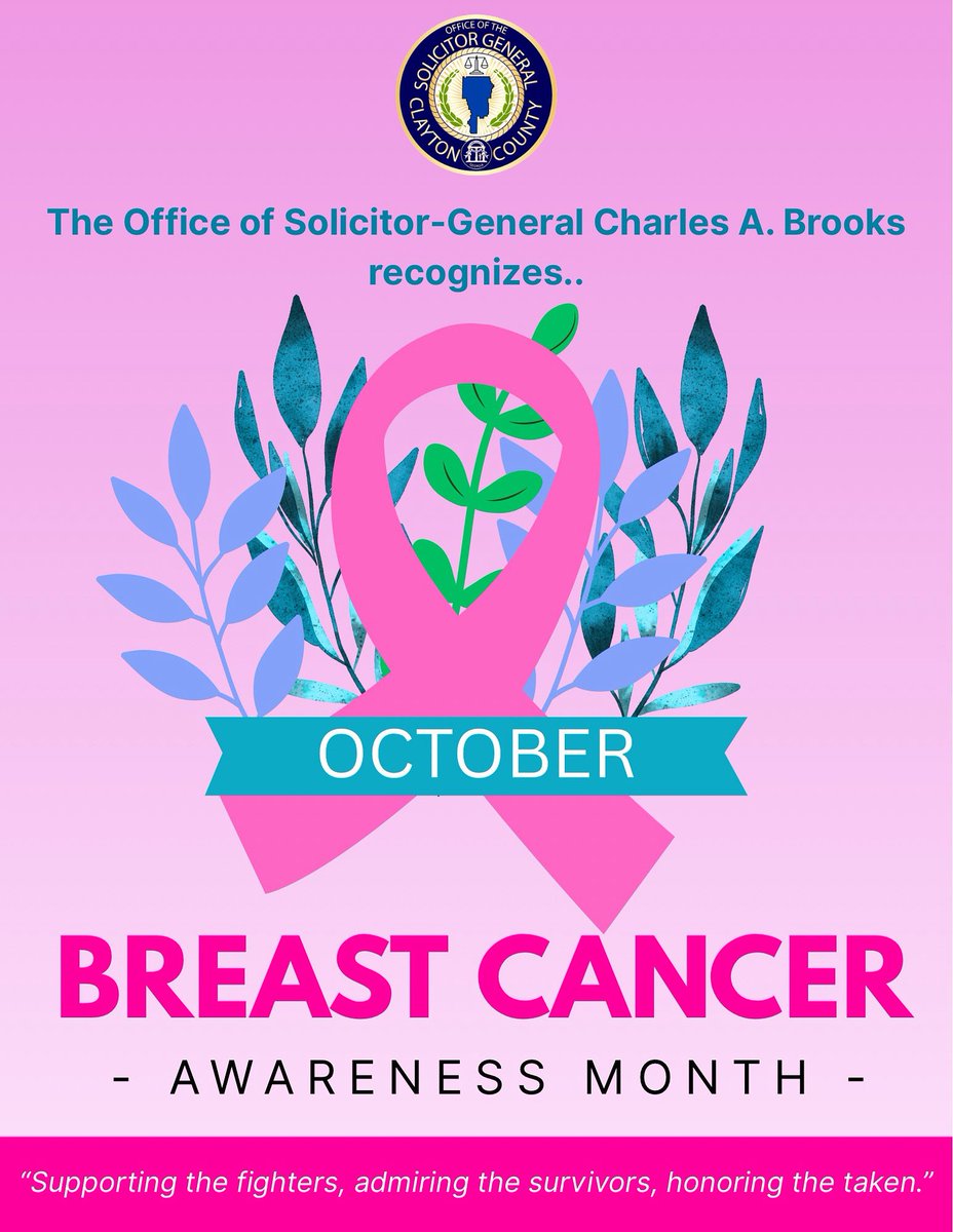 SolicitorGener4's tweet photo. This October, we stand together in the fight against breast cancer. 

The Office of Solicitor-General Charles A. Brooks proudly recognizes Breast Cancer Awareness Month—supporting the fighters, admiring the survivors, and honoring the taken.

#BreastCancerAwareness #CCSG https://t.co/IRRP8YYgj9